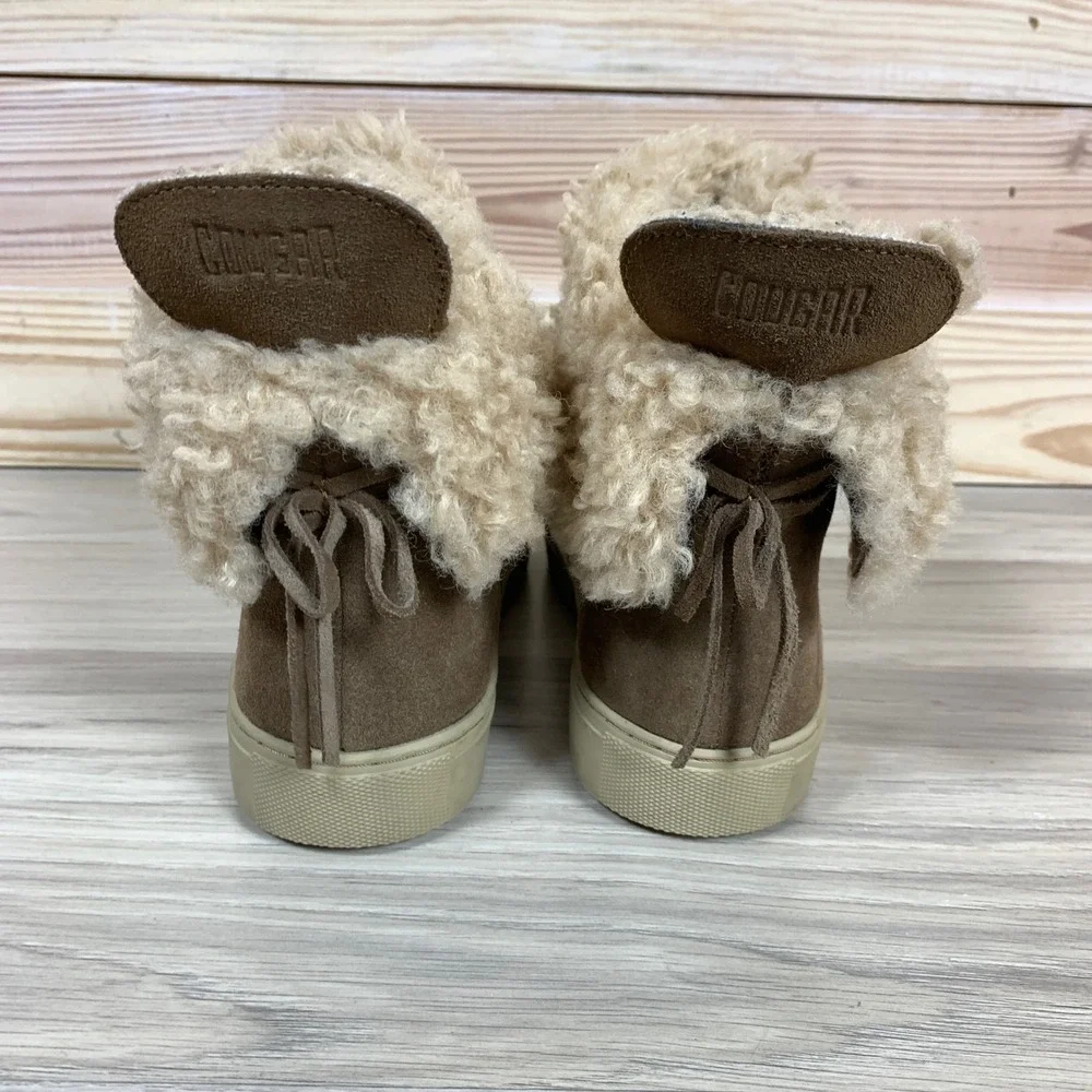 Cougar Devon Ankle‎ Boots Womens 8 Tan Waterproof Suede Shearling Sneaker Boot